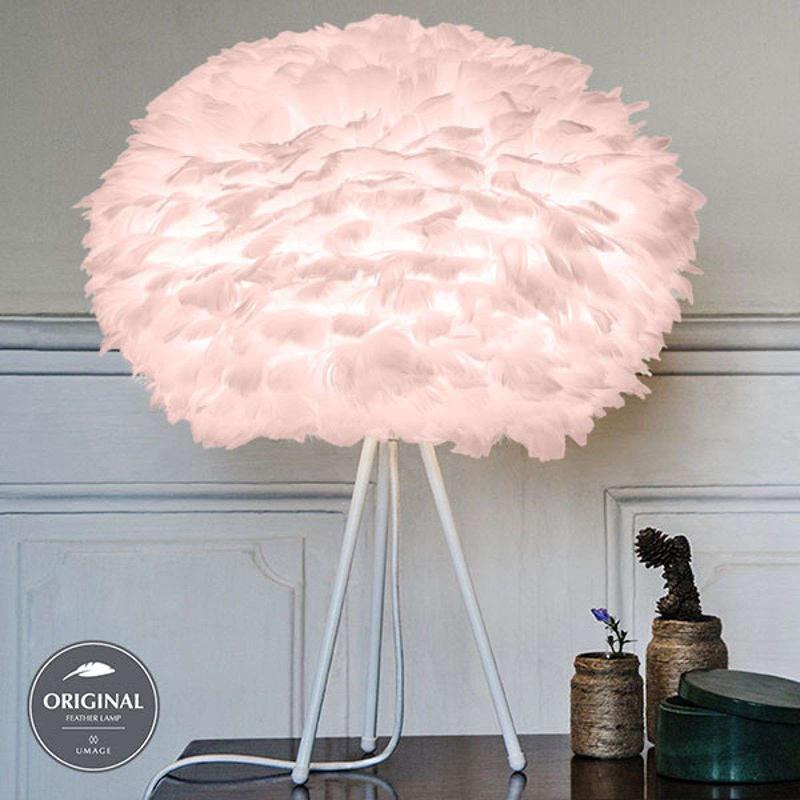 UMAGE EOS MEDIUM LAMPE À POSER ROSE TRÉPIED BLANC