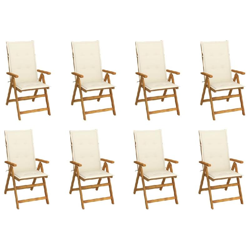 VidaXL Chaises Pliables De Jardin Avec Coussins Lot De 8 Bois D Acacia - beige 3075056_0