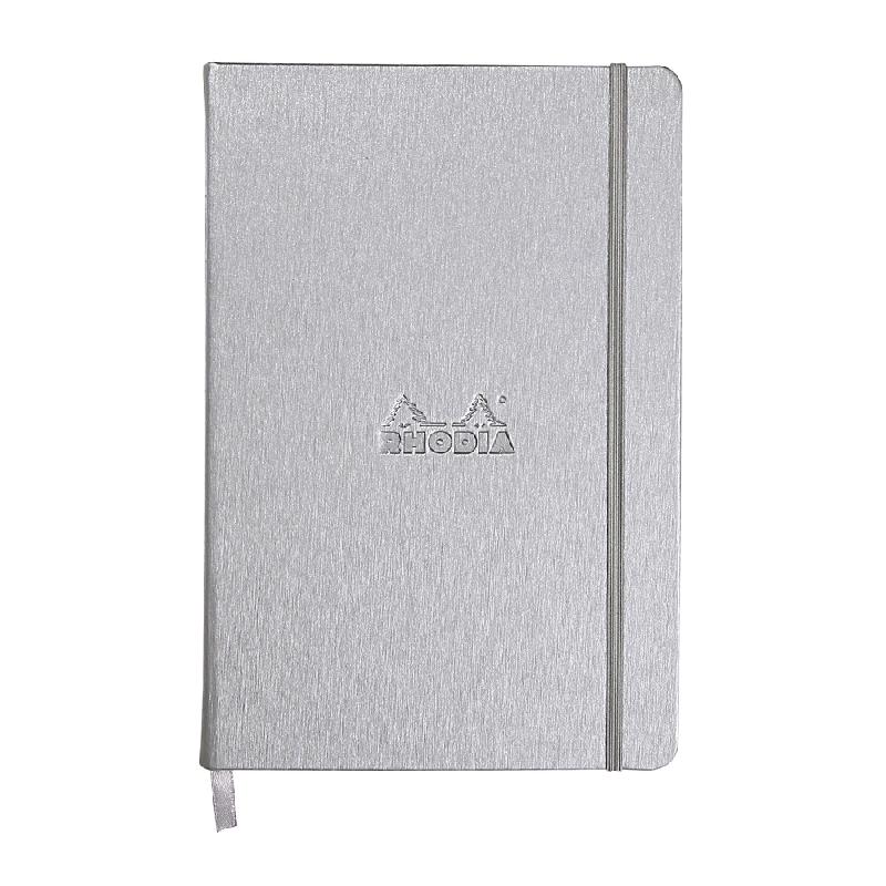 WEBNOTEBOOK A5 192 PAGES LIGNÉ PAPIER IVOIRE 90G FERMETURE ÉLASTIQUE - ARGENT - LOT DE 2