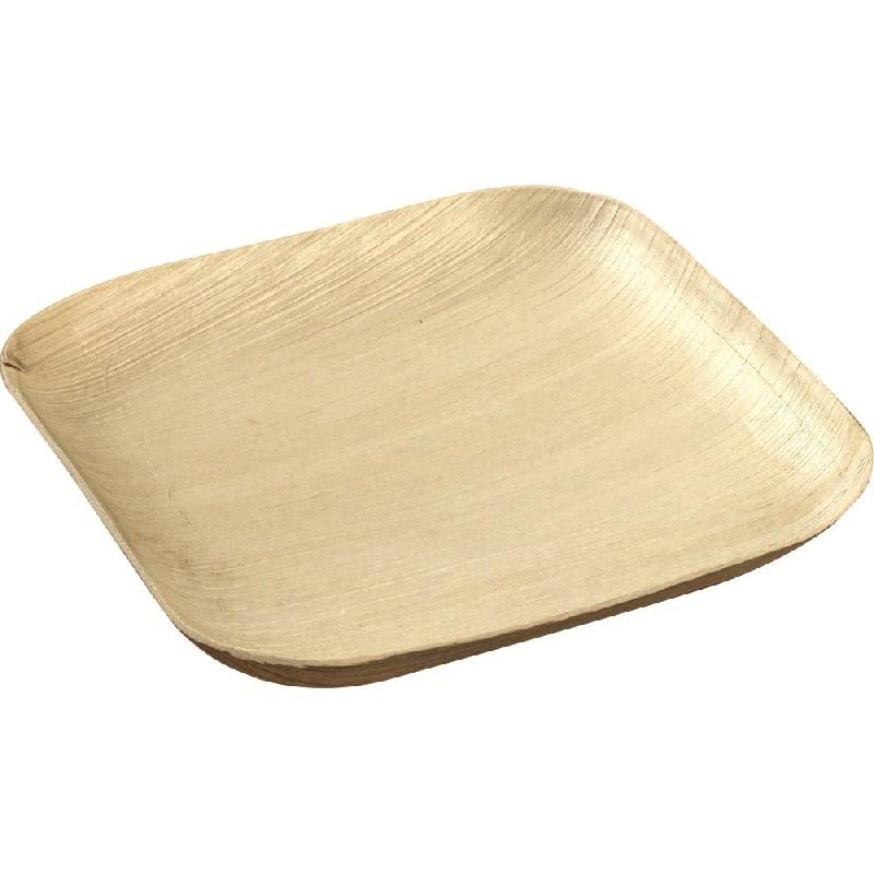 Assiette carrée feuille de palmier couleur naturelle 15x15x2.2cm - par 300_0