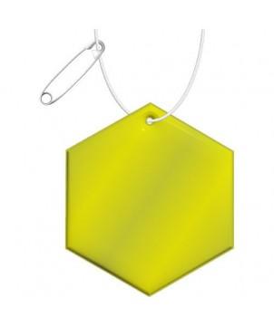 ATTACHE RÉFLÉCHISSANTE HEXAGONALE EN TPU H-12 RFX - JAUNE NÉON - ACCESSOIRES DE SÉCURITÉ PUBLICITAIRES