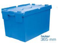 Bac en plastique avec couvercle intégré - Bac114BM6436020 - 65L - Bleu - Poignées fermées_0
