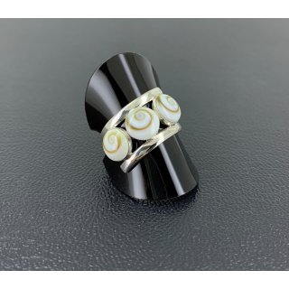 BAGUE OEIL DE SAINTE LUCIE EN ARGENT TRIPLE RONDS