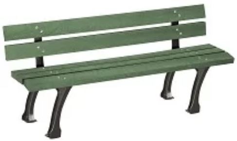 Banc public Glasgow en plastique recyclé - 5 lames - pieds en fonte - 1,80 m_0
