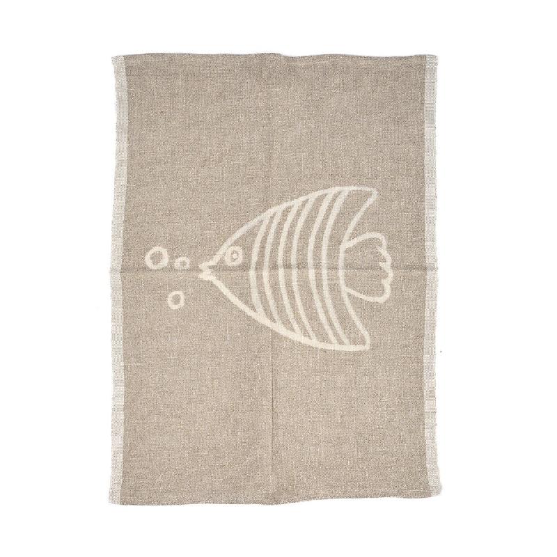Bazar Bizar Torchon en lin Fish 50x70x2 cm blanc naturel - Lot de 6 - multicolore textile INGF029NW-50x70-MTR6_0