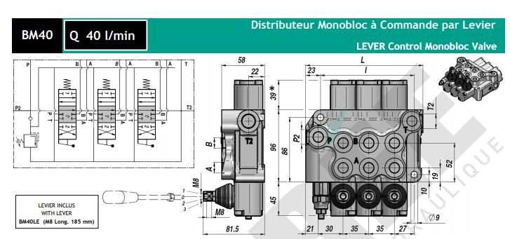 Bm40418 - Distributeur hydraulique monobloc Perée - 40 l/min_0