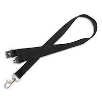 BOÎTE DE 10 TOURS DE COU AVEC MOUSQUETON ET CLIP DE SÉCURITÉ. LONGUEUR 44 X LARGEUR 1,5 CM. NOIR