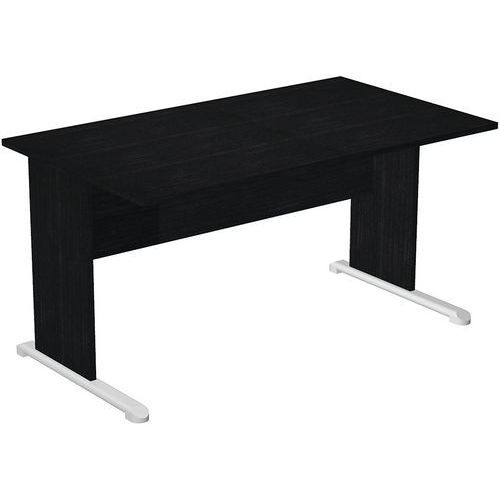 BUREAU DROIT AVEC PIEDS L FAST - 120 CM - NOIR - NOIR/ALU