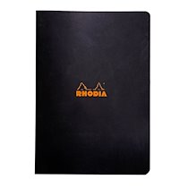 CAHIER PIQUÉ RHODIA CLASSIC 21X29,7 CM 96 PAGES PETITS CARREAUX 5X5 NON DÉTACHABLES 80G - NOIR - LOT DE 10