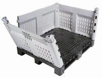 Caisse-palette PEHD démontable - Kitbin KB1012M-C - Parois ajourées 1000x1200 mm - 617L_0