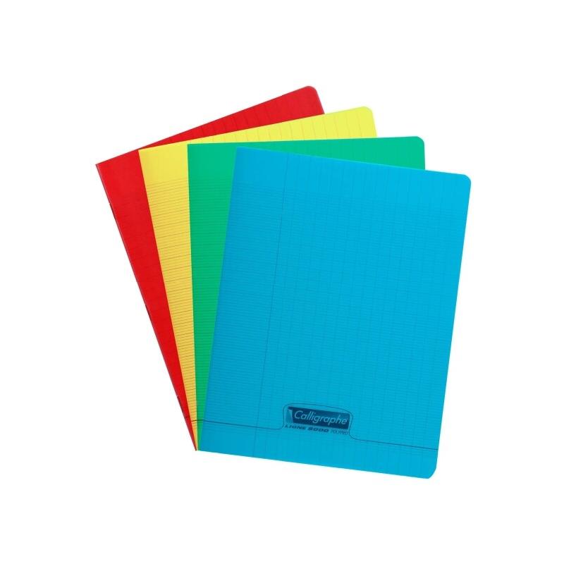 Calligraphe Lot de 10 Cahier Ligne 8000 17x22, 96p./48 feuilles 90 g/m² piquées, couv. PP assortis, Séyès - 3210330180403_0