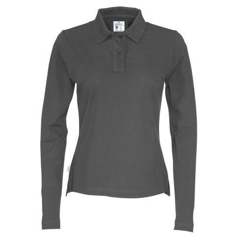 COTTOVER POLO PIQUE MANCHES LONGUES FEMME - CERTIFIÉ GOTS ANTHRACITE - TAILLE L