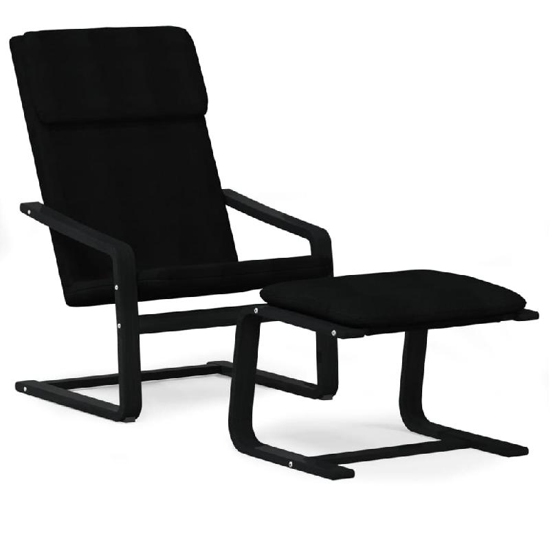 Décoshop26 - Fauteuil lounge chaise de canapé design moderne avec repose-pieds en tissu noir DEC026537 - noir 3000255874132_0