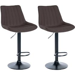 Décoshop26 - Lot de 2 tabourets de bar réglable en hauteur pivotant à 360° assise en tissu taupe couture verticale pied métal noir 10_0004437 - n_0