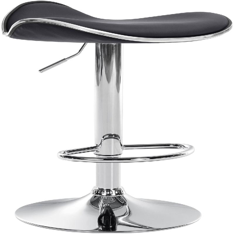 Décoshop26 - Tabouret de bar x1 assise ergonomique en PVC noir pied en trompette en métal aspect chromé 10_0005376 - noir métal 3000252611044_0