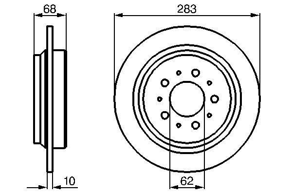 Disque de frein Bosch 0986478445 - Boîte de 2 disques - Arrière - Plein - 5 trous_0