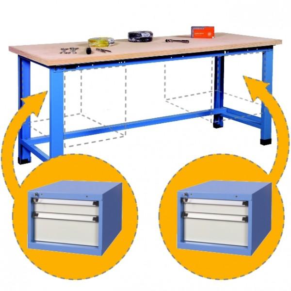 Établi d'atelier Rolléco - bloc 2 tiroirs 100 mm et 200 mm - idéal pour le rangement des outils_0