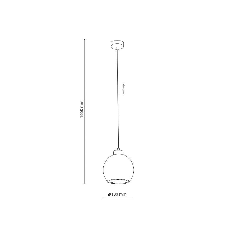 TK LIGHTING SUSPENSION DEVI, VERRE, AMBRE, À 1 LAMPE, Ø 18CM