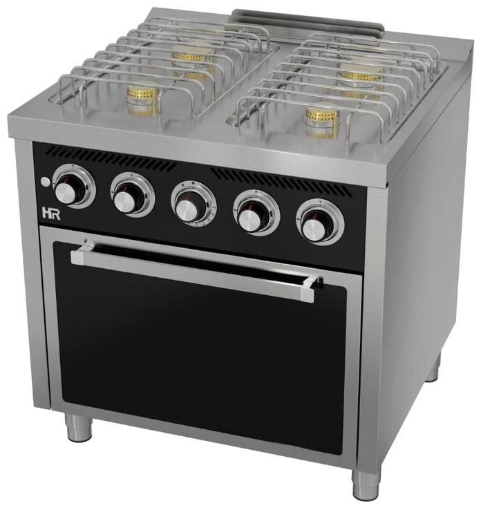 Fourneau à gaz professionnel gamme basic 4 feux vifs avec four à ga... - PCB4F750H_0