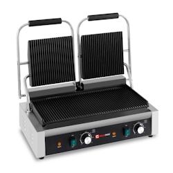 GOLDINOX Contact Grill Panini Double Rainuré Haut et Bas - 498 x 283 mm - inox 3701770824748_0