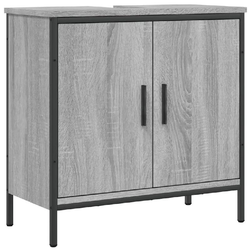 Helloshop26 - Armoire lavabo salle de bain moderne design peu encombrant 60 x 30 x 60 cm en bois sonoma gris 02_0049445 - gris Bois massif 30002358481_0