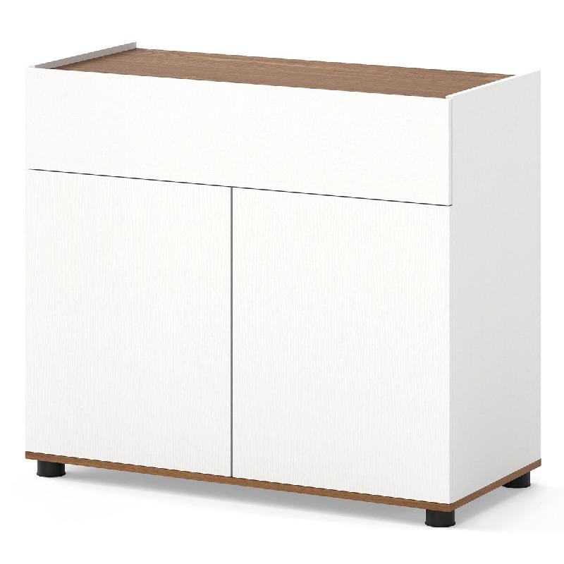 Helloshop26 - Buffet meuble bar avec tiroir et 2 portes 80 x 35 x 70 cm rangement organisé moderne style ferme en MDF blanc 20_0019167 - blanc Bois m_0
