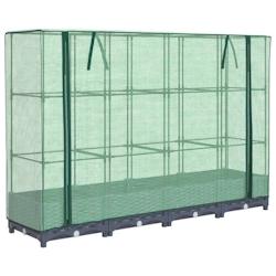 Helloshop26 - Jardinière bac lit surélevé plantes fleurs terrasse jardin surélevée avec housse aspect rotin 160 x 40 x 123 cm Blue 02_0038748 - 3_0