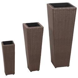 Helloshop26 - Jardinière lit surélevé plantes fleurs jardin 3 pcs résine tressée marron 02_0001350 - 3000077211535_0