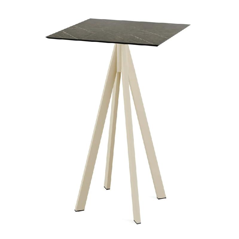 Infinity mange-debout avec piètement sable + plateau HPL Midnight Marble 70x70 cm_0