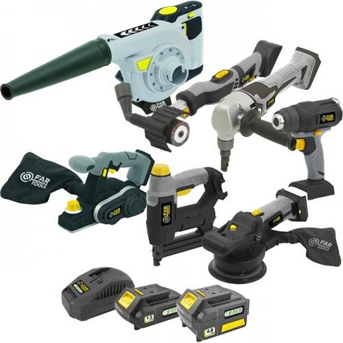 KIT 7 MACHINES OUTILLAGE 18V + BATTERIES 1,5AH + 4AH + CHARGEUR FARTOOLS