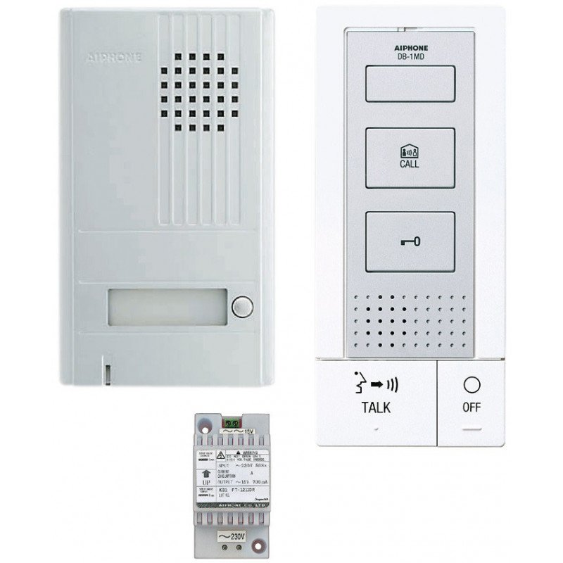 KIT PORTIER AUDIO 2 FILS INTÉGRAL MAINS LIBRES BLANC - AIPHONE - 118712