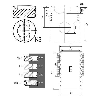 Kit de réparation 4-segments - référence PT-31-133 - JAG99-0100 pour tracteurs New Holland, Fiat et Ford_0
