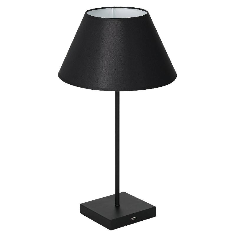 LUMINEX LAMPE À POSER TABLE, ABAT-JOUR CÔNE NOIR-BLANC