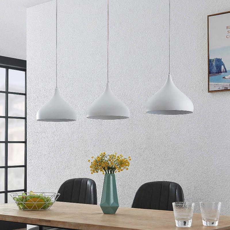LINDBY SUSPENSION ELAMIRA, BLANC, MÉTAL, 133 CM, 3 LAMPES