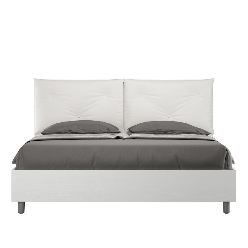 Lit double avec rangement, double reliure, 160 x 200 cm, bois blanc, coussins blancs assortis, Egos Appia - blanc VE162GAPPICNT-01-TR_0