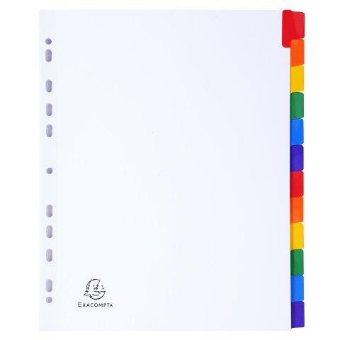 LOT DE 2 - INTERCALAIRE A4+ CARTE BLANCHE EXACOMPTA 12 ONGLETS NEUTRES MULTICOLORES - 1 JEU