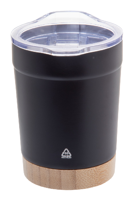 Mug thermos isotherme - double paroi acier inoxydable recyclé - base bambou - 300 ml_0