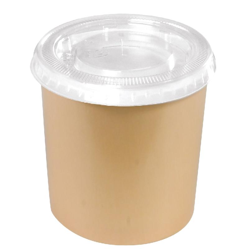 NOVACUP Combo Pot à Glace carton Beige 120ml  ECO PACKCouvercle recyclableSorbet Dessert Glacé    ø75x49mm Idéal Glace Artisanale - Lot de 3000 -_0