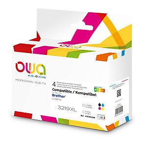 OWA CARTOUCHE D'ENCRE REMANUFACTURÉE COMPATIBLE BROTHER LC3219XLVAL K10535OW - PACK DE 4 : NOIR + COULEURS