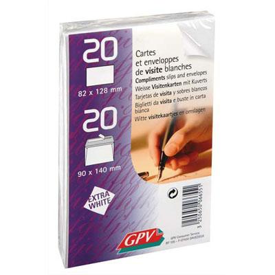 PAQUET DE 20 CARTES DE VISITE + 20 ENVELOPPES GPV - AUTOADHESIVE - FORMAT 90X140 MM