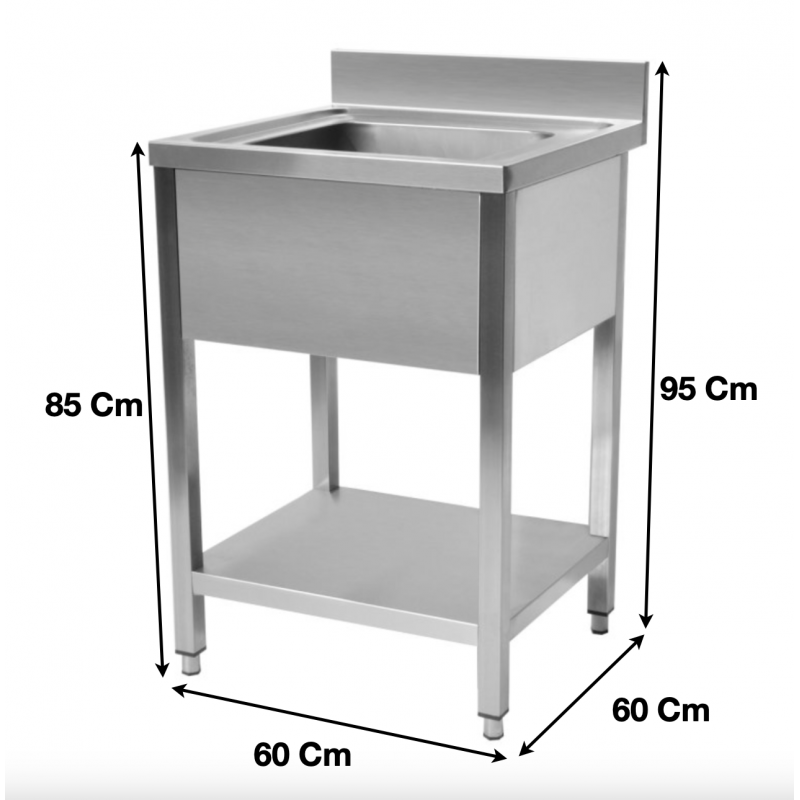 Plonge evier 1 bac avec sous tablette P600 mm - L600 mm - STSK066_0