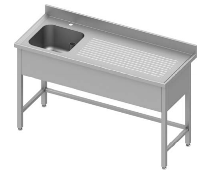 Plonge inox adossée renforcé avec 1 bac  à gauchesans étagère 1600x600x900 - 934446160_0