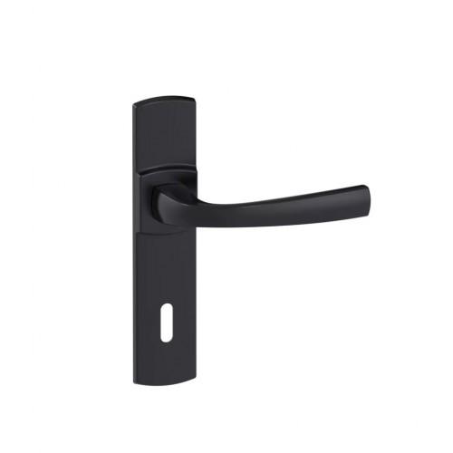 POIGNÉES DE PORTE SUR PLAQUES - ENTRAXE 165 MM - NOIR MAT ONYX - MUZE - CLÉ L VACHETTE