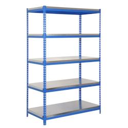 PROREGAL Étagère pour charges lourdes METAL YETI LIGHT FIVE | HxLxP 200x100x45cm | Charge du compartiment 300kg | Bleu - bleu métal PR_RS146-01_0