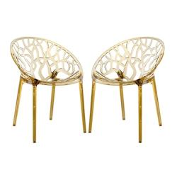 RATTATAN Lot de 2 chaises en polycarbonate empilables, design moderne et résistant, pour salle à manger, cuisine, restaurant ou bureau – Elettra â_0
