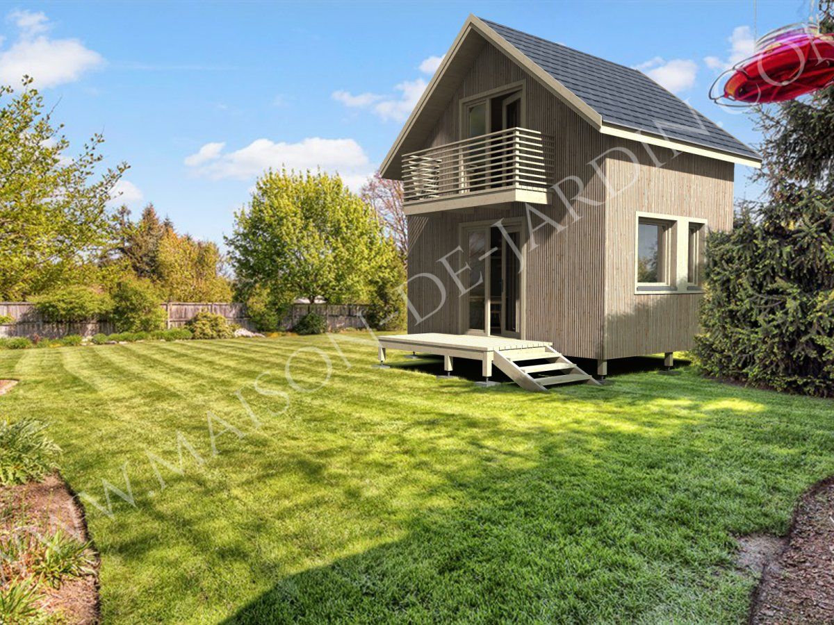 Studio de jardin - maison de jardin avec ossature bois - modèle Grenoble 37 m² avec terrasse et balcon_0