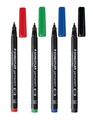 LOT DE 2 - STYLO FEUTRE STAEDTLER LUMOCOLOR 318 F PERMANENT POINTE 0,6 MM - ÉCRITURE FINE BLEU