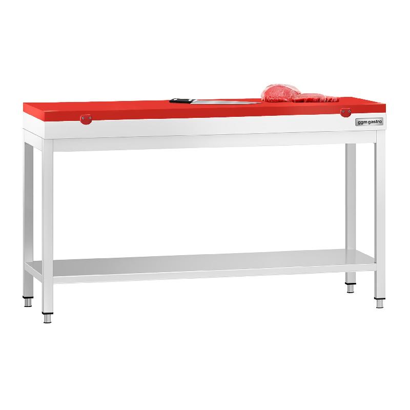 Table inox de découpe avec plan rouge - Profondeur 600 mm | Ggm - 1600_0