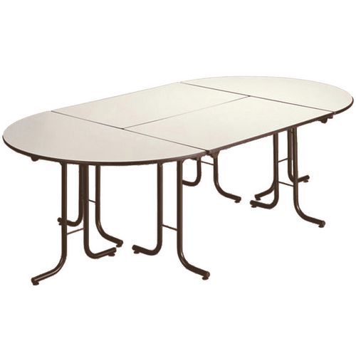 TABLE PLIANTE MODULAIRE 1/2 RONDE 140 X 70 CM GRIS PIED NOIR