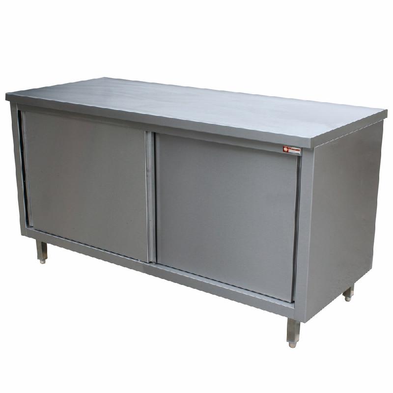 Table sur armoire portes coulissantes profondeur 600 mm gamme standard line 1000x600xh880/900 tables armoires inox avec portes coulissantes - TA106/B_0